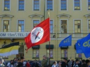 people carrying flags